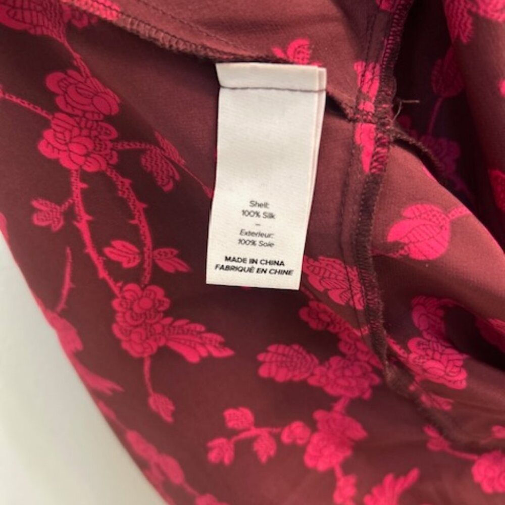 Cinq a Sept Floral Silk Bell Sleeve Flounce Top - Picture 4 of 4